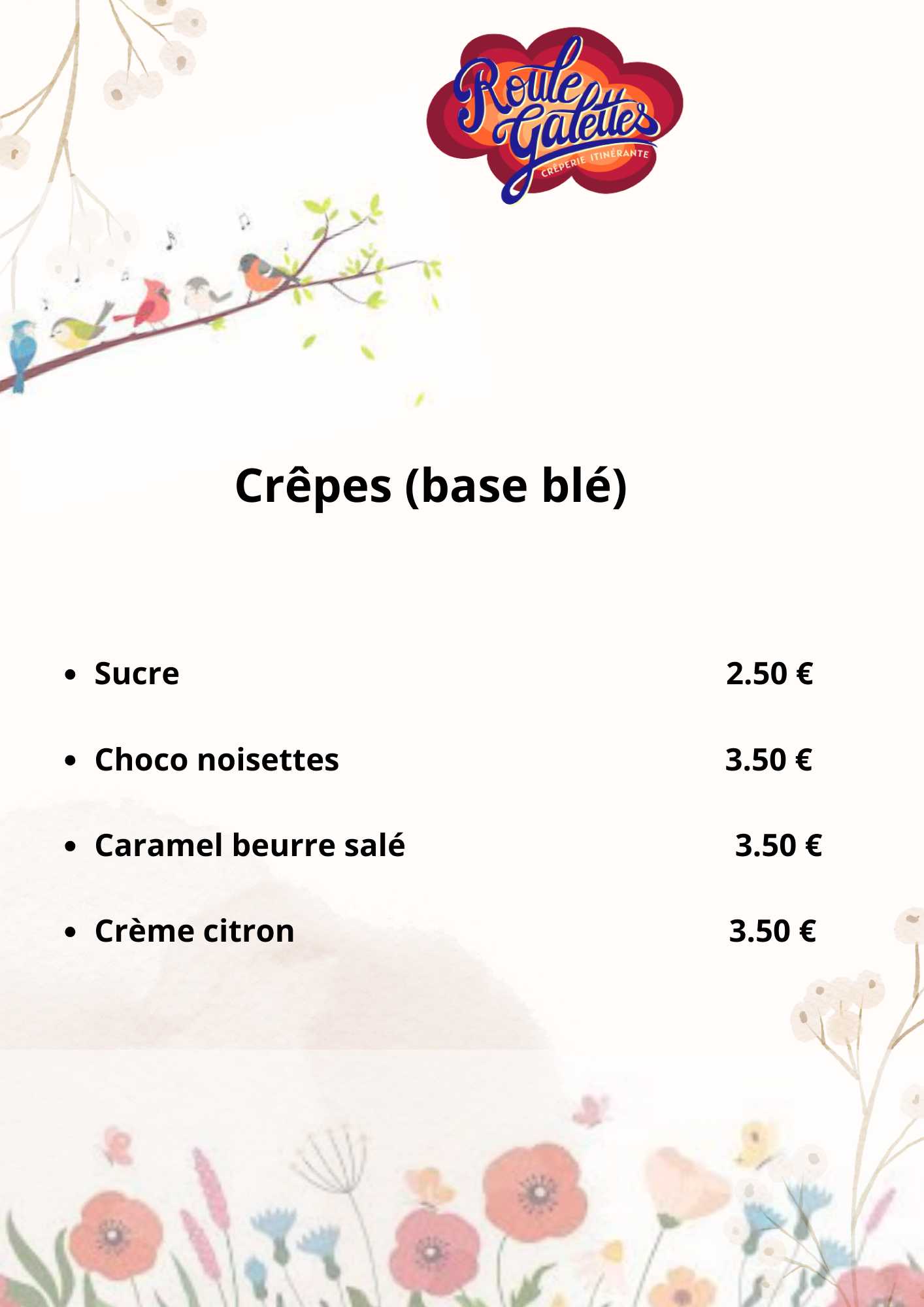 Carte crêpes